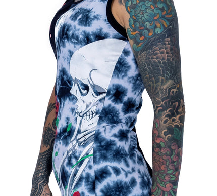 Vixxsin Garden Skull Dress | Grey Tie Dye