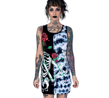 Vixxsin Garden Skull Dress | Grey Tie Dye
