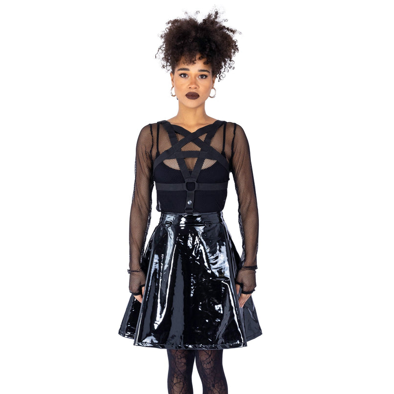 Heartless Hexed PVC Skirt | Black