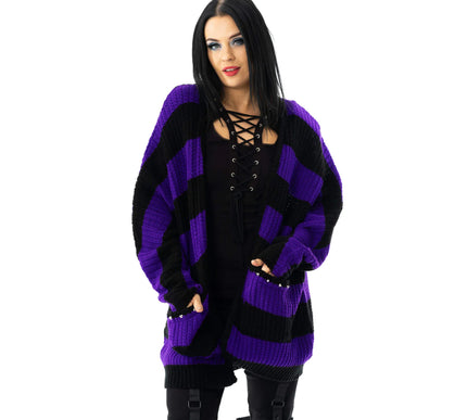 Heartless In A Daze Cardigan | Purple / Black