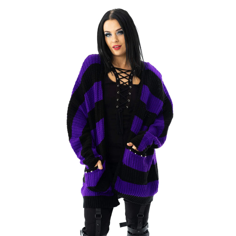 Heartless In A Daze Cardigan | Purple / Black