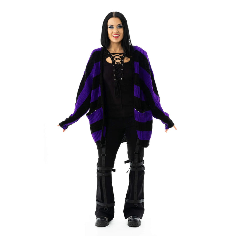 Heartless In A Daze Cardigan | Purple / Black