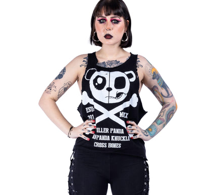 Killer Panda Skull & Crossbones Vest | Black