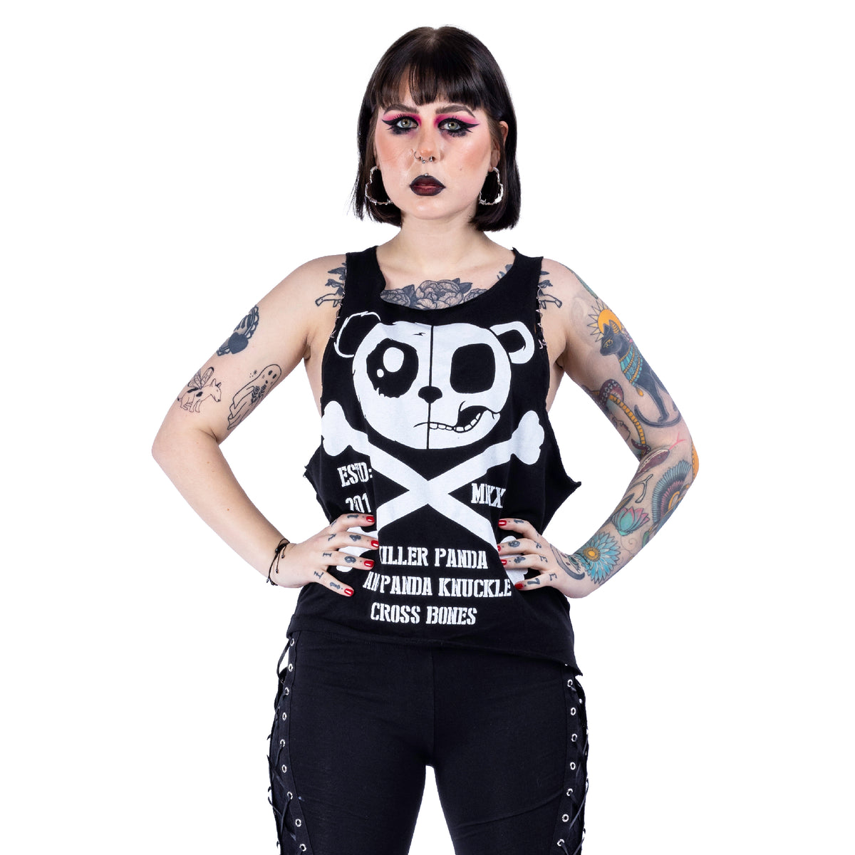 Killer Panda Skull &amp; Crossbones Vest | Black