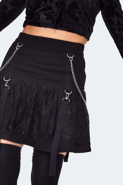 Jawbreaker Lace Frill Mini Skirt | Black