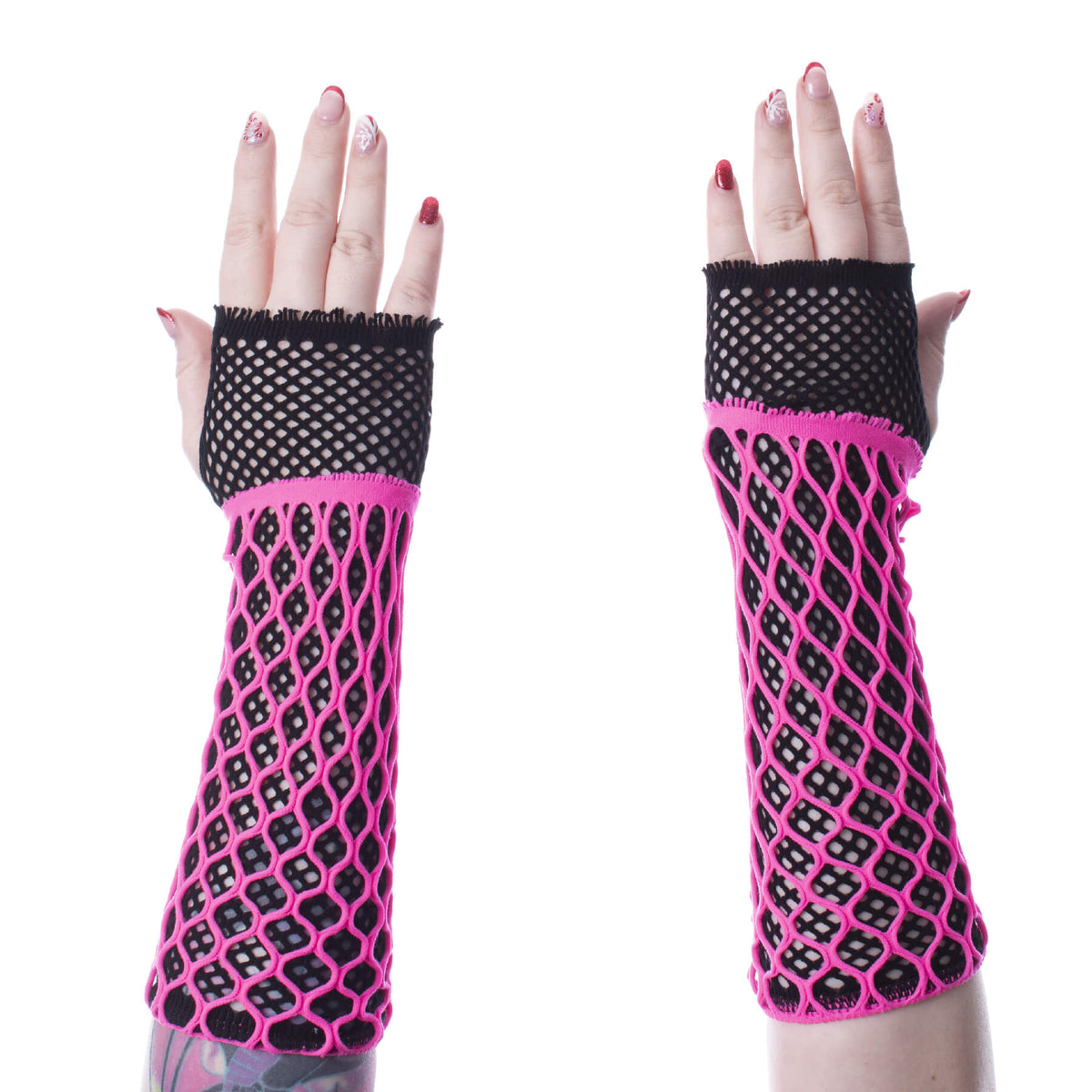 Poizen Industries Lolita Mesh Gloves | Pink / Black
