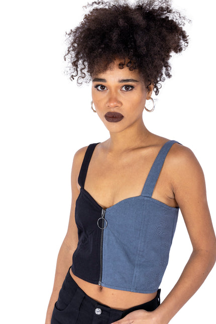 Vixxsin Manic Crop Top | Grey/ Black