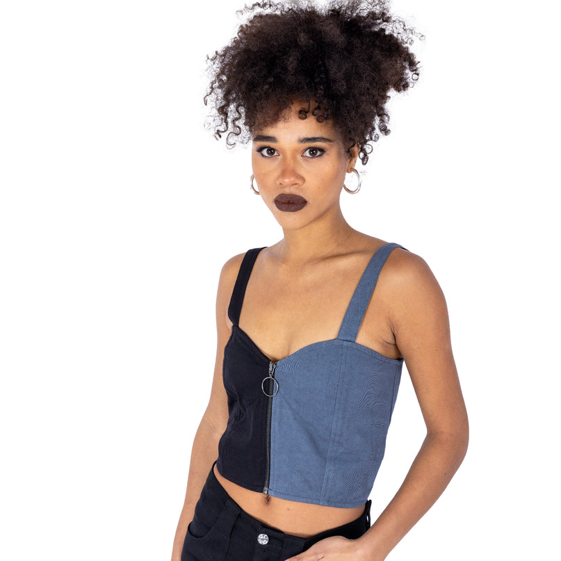 Vixxsin Manic Crop Top | Grey/ Black