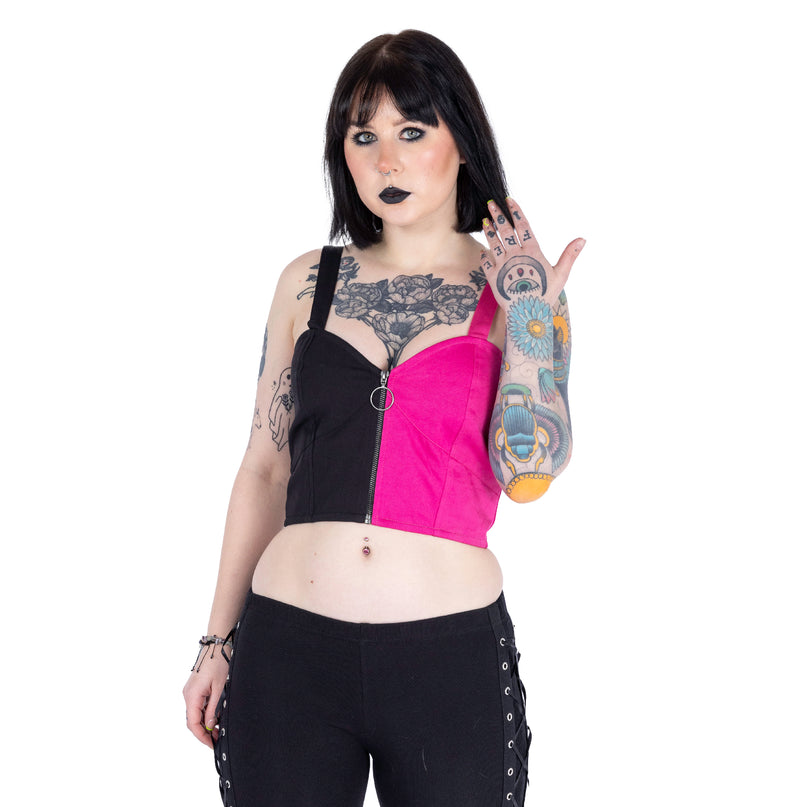 Vixxsin Manic Crop Top | Pink/ Black