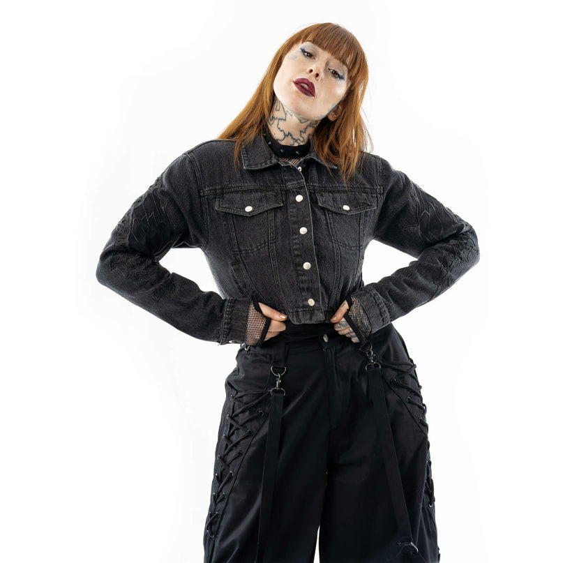 Vixxsin Mariposa Jacket | Black Stonewash