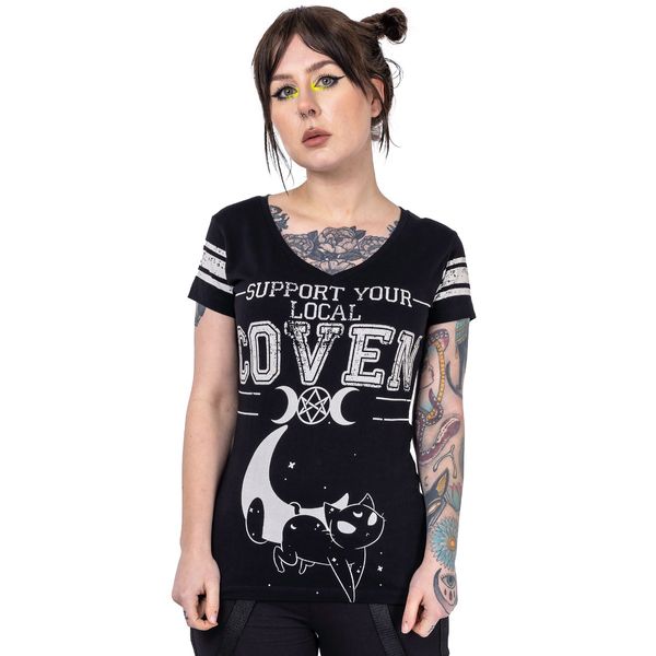 Heartless Moon Cats Varsity T-Shirt | Black