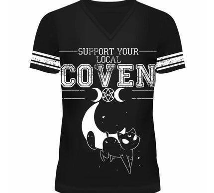 Heartless Moon Cats Varsity T-Shirt | Black