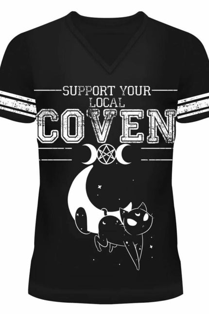 Heartless Moon Cats Varsity T-Shirt | Black