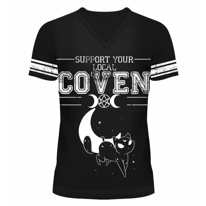 Heartless Moon Cats Varsity T-Shirt | Black