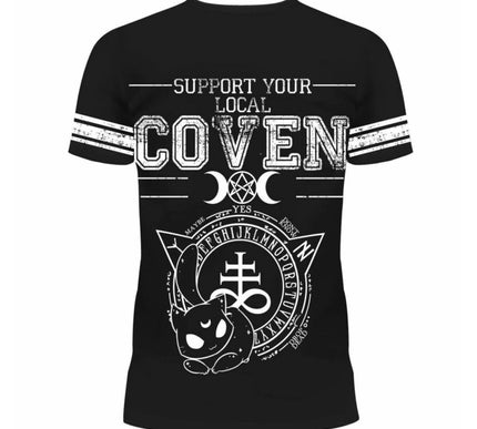 Heartless Moon Cats Varsity T-Shirt | Black
