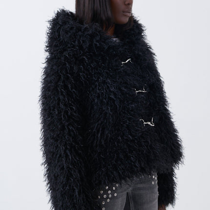 The Ragged Priest Julia Black Shaggy Faux Fur Coat
