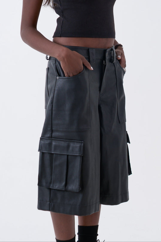 The Ragged Priest Jolt Faux Leather Bermuda Shorts