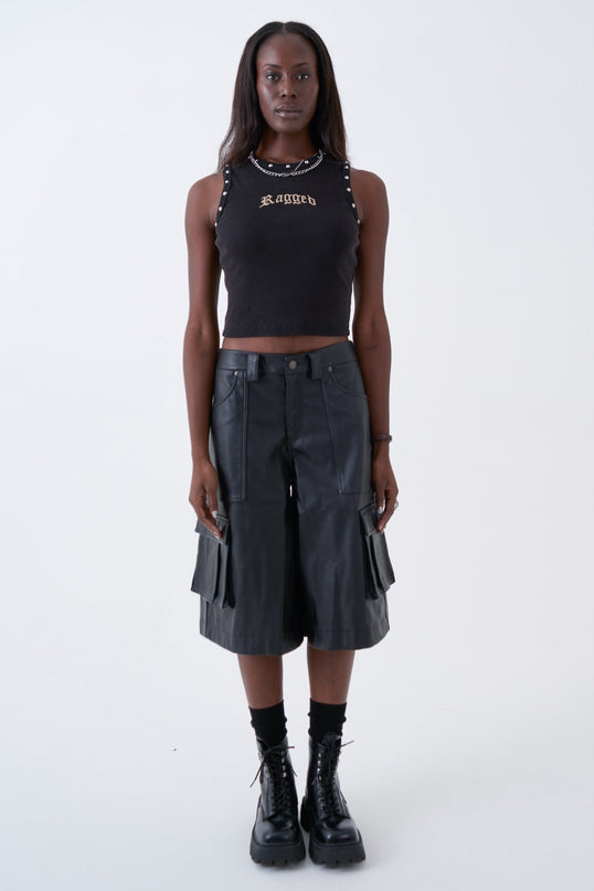 The Ragged Priest Jolt Faux Leather Bermuda Shorts