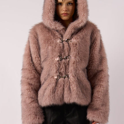 The Ragged Priest Julia Pink Faux Fur Coat