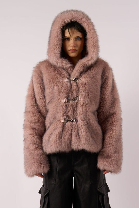 The Ragged Priest Julia Pink Faux Fur Coat