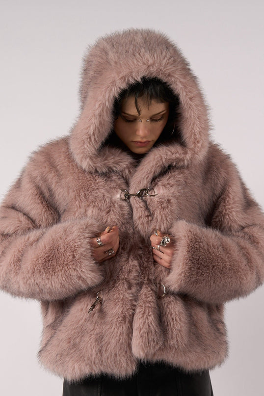 The Ragged Priest Julia Pink Faux Fur Coat