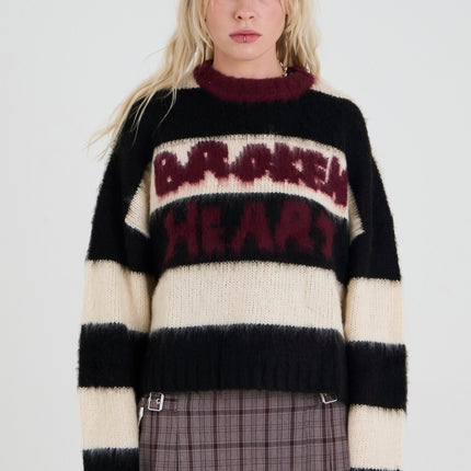 The Ragged Priest Tragic Stripe Graphic Knit