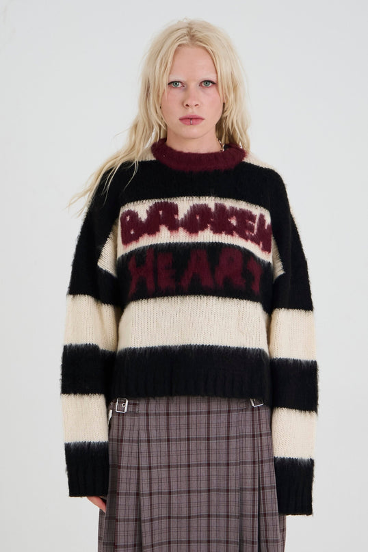 The Ragged Priest Tragic Stripe Graphic Knit