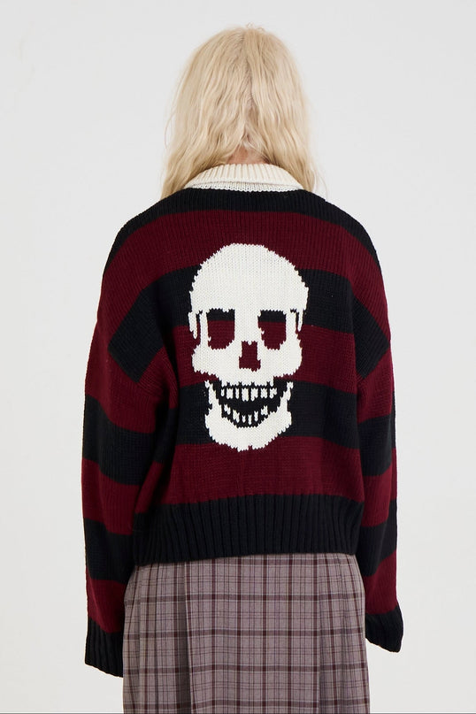 The Ragged Priest Trophy Stripe Skull Rugby Knit