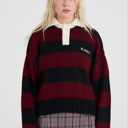 The Ragged Priest Trophy Stripe Skull Rugby Knit