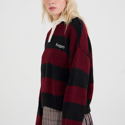 The Ragged Priest Trophy Stripe Skull Rugby Knit
