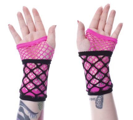 Poizen Industries Ruby Mesh Gloves | Pink / Black