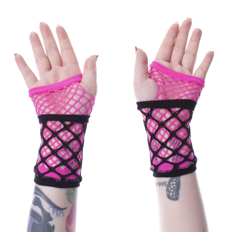 Poizen Industries Ruby Mesh Gloves | Pink / Black