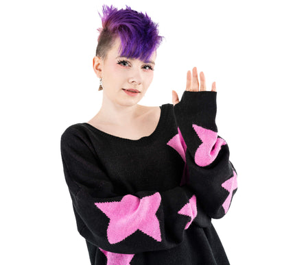 Heartless Seeing Stars Jumper | Pink / Black