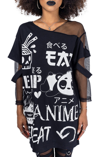 Cupcake Cult Sleep, Anime, Repeat Top | Black