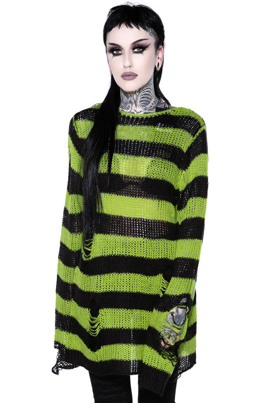 Killstar Slimer Distress Knit Sweater