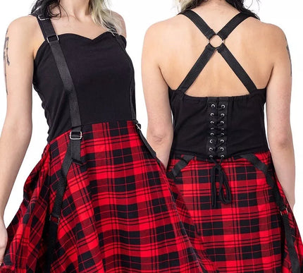 Chemical Black Spectral Dress | Red Tartan