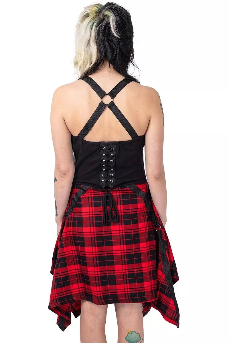 Chemical Black Spectral Dress | Red Tartan