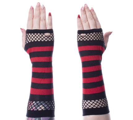 Poizen Industries Striped Mesh Gloves | Red / Black