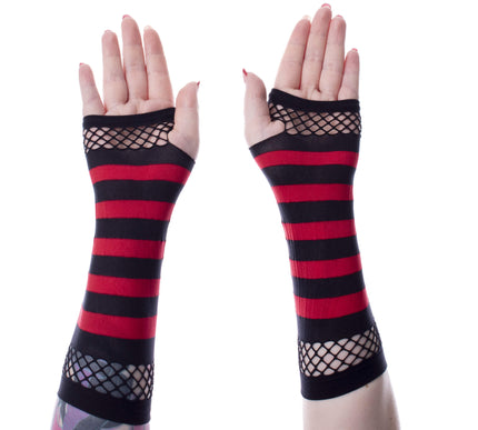 Poizen Industries Striped Mesh Gloves | Red / Black