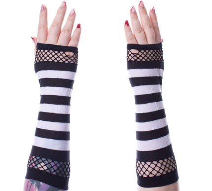 Poizen Industries Striped Mesh Gloves | White / Black