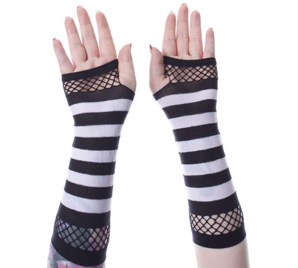 Poizen Industries Striped Mesh Gloves | White / Black