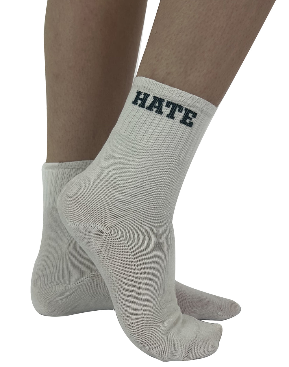 Pamela Mann Love Hate Printed Crew Socks