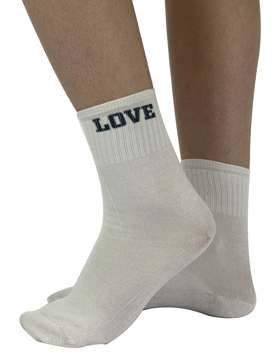 Pamela Mann Love Hate Printed Crew Socks