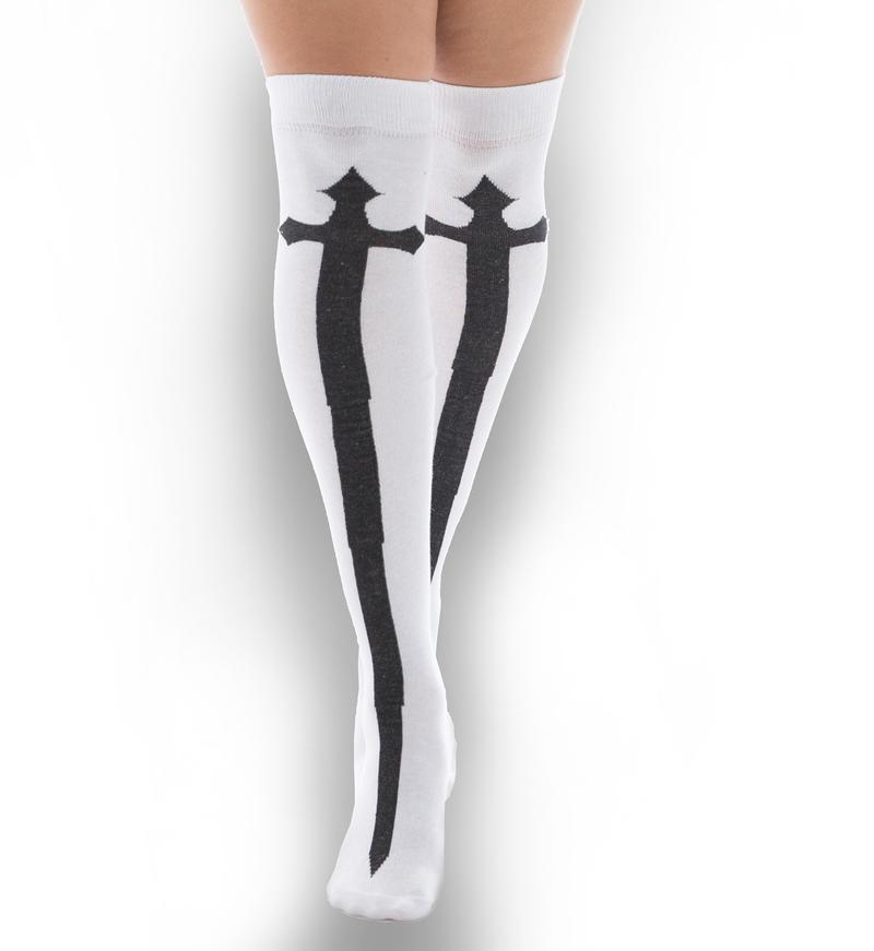 Pamela Mann Cross Over The Knee Socks | White/Black