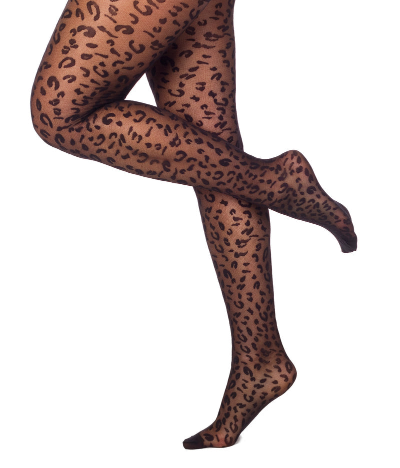 Pamela Mann Sheer Leopard Tights | Black