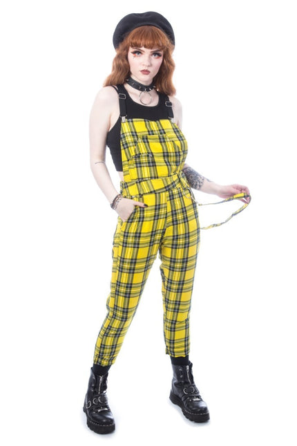Chemical Black Amaris Dungarees | Yellow Tartan