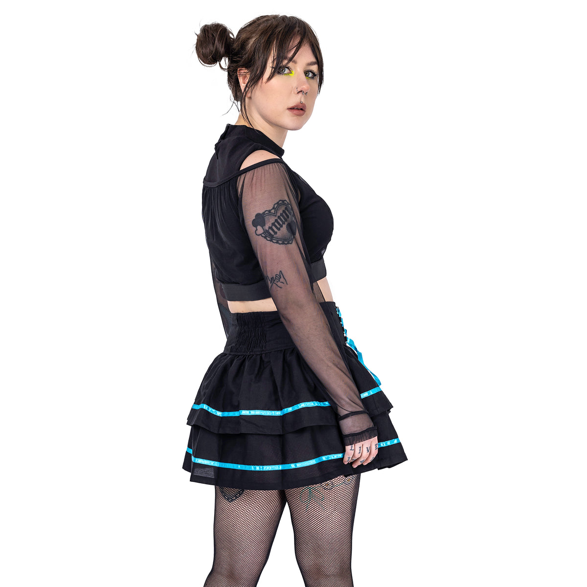 Poizen Industries Cyber Skirt | Black/Blue