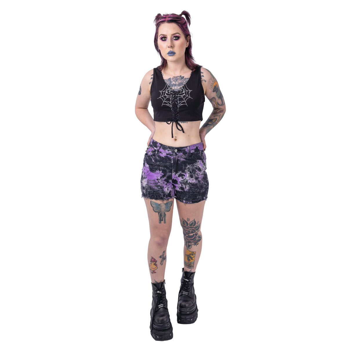 Vixxsin Gaia Shorts | Black/Purple Tie Dye